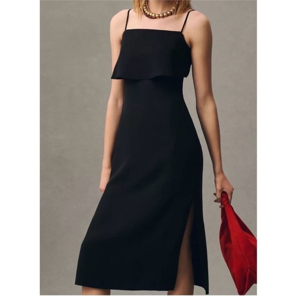 By Anthropologie Slim Linen Midi Dress Sz‎ 4 NWT - Picture 1 of 10